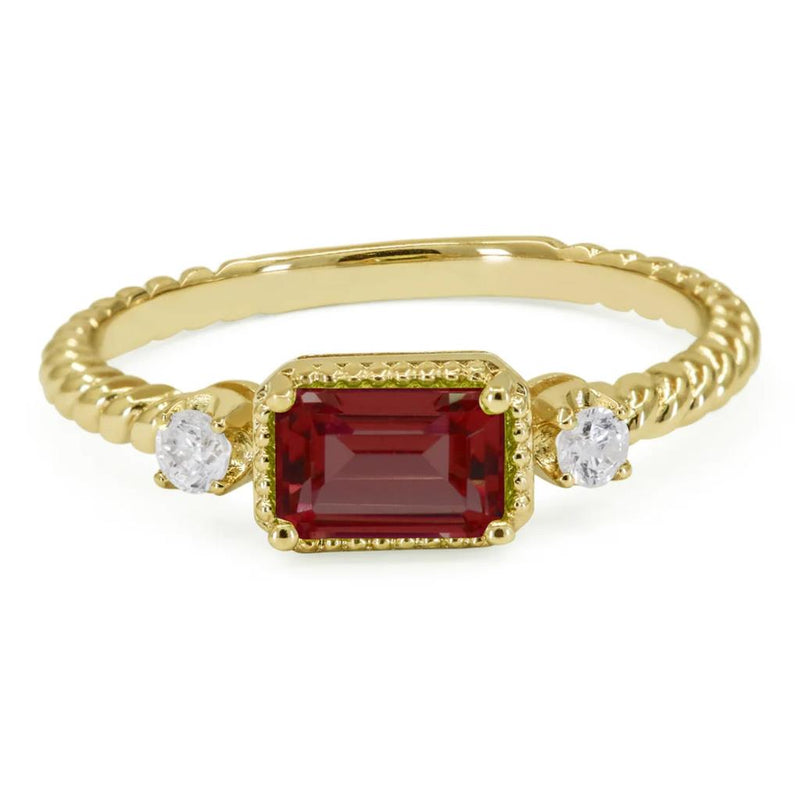 Madison L 14k Yellow Gold Garnet and Diamond Stackable Fashion Ring