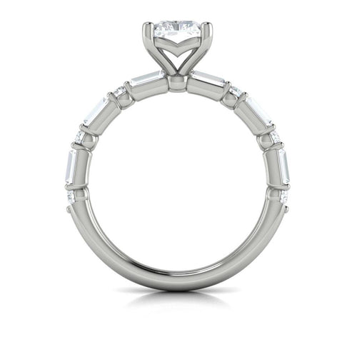 Vlora 14k White Gold Classic Collection Emerald-Cut Diamond Engagement Ring Setting