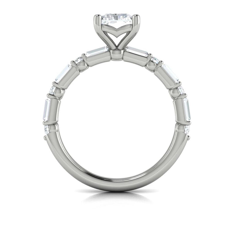 Vlora 14k White Gold Classic Collection Emerald-Cut Diamond Engagement Ring Setting