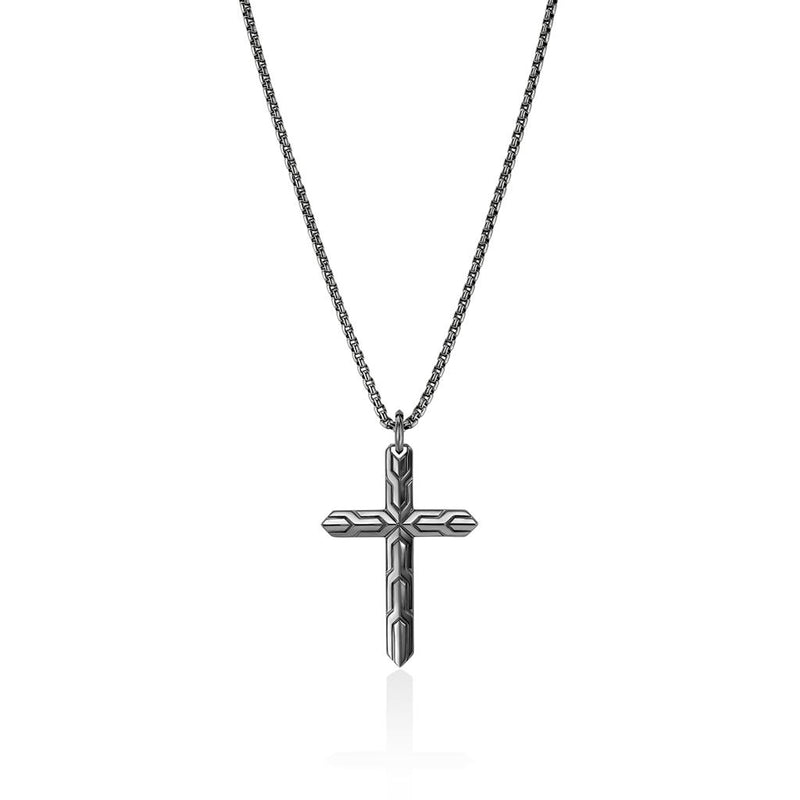 John Hardy Dark Sterling Silver Icon Cross Pendant Necklace