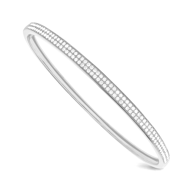 Davis Classics 18k White Gold Hinged Diamond Bangle Bracelet