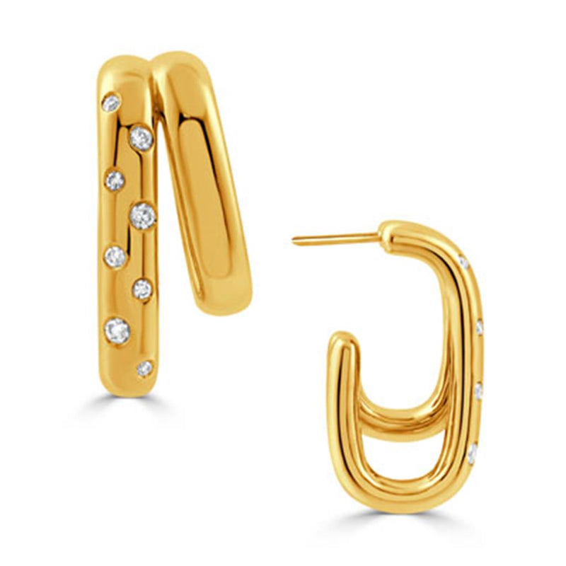 Doves 18k Yellow Gold Diamond Double Hoop Earrings