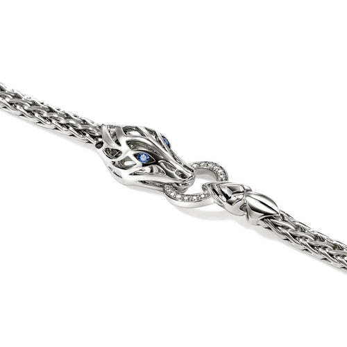 John Hardy Sterling Silver Diamond and Blue Sapphire Naga Bracelet