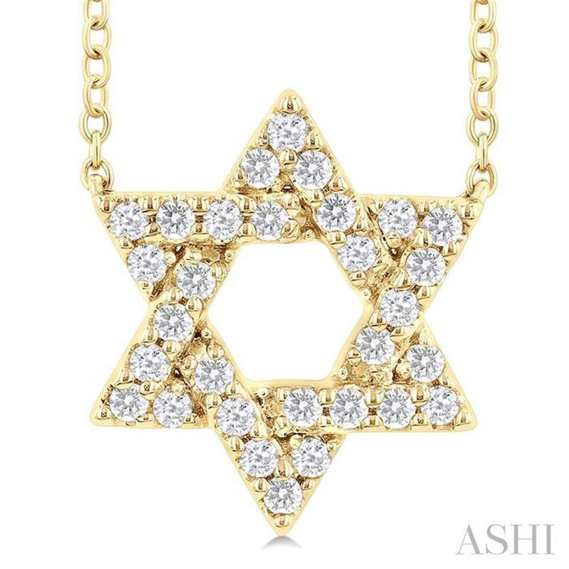 Davis Classics 14k Yellow Gold Diamond Star of David Pendant Necklace
