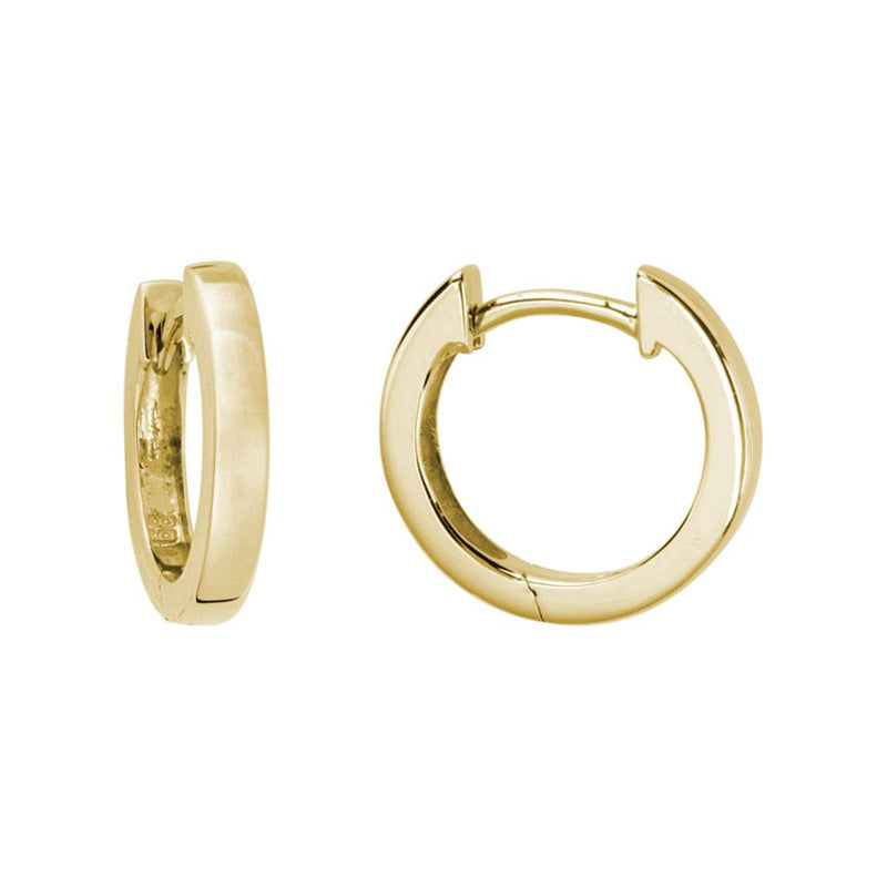 Davis Classics 14k Yellow Gold Hand-Crafted Squared Edge Hinged Hoop Earrings