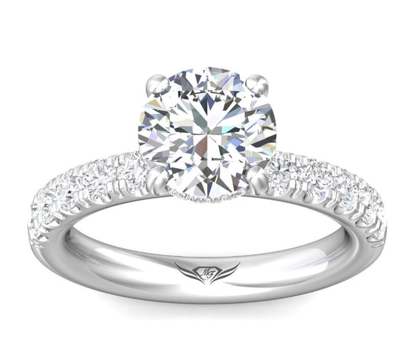 Martin Flyer Hidden Halo Diamond Engagement Ring Setting in 14k White & Yellow Gold