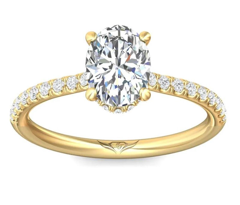 Martin Flyer 14k Yellow Gold Cathedral Style Semi Mount Engagement Ring Setting