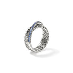 John Hardy Sterling Silver Essential Pavé Sapphire Crossover Ring