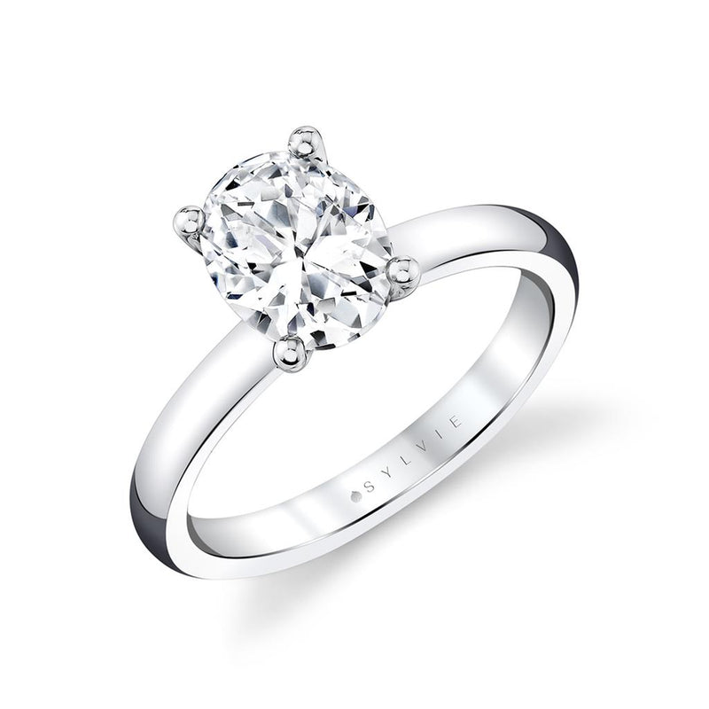Sylvie 14k White Gold High Polish Solitaire Engagement Ring Setting