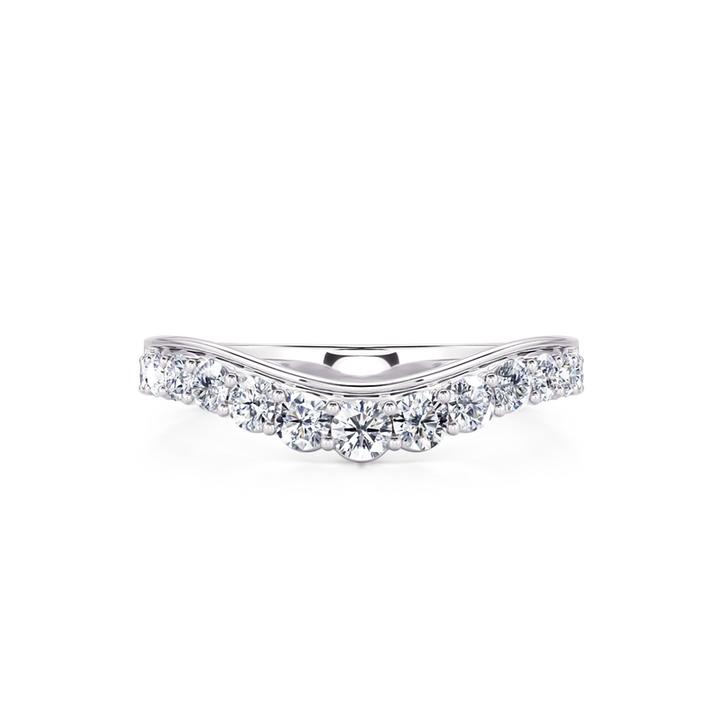 Davis Classics Women's 14k White Gold Contour Diamond Wedding Band