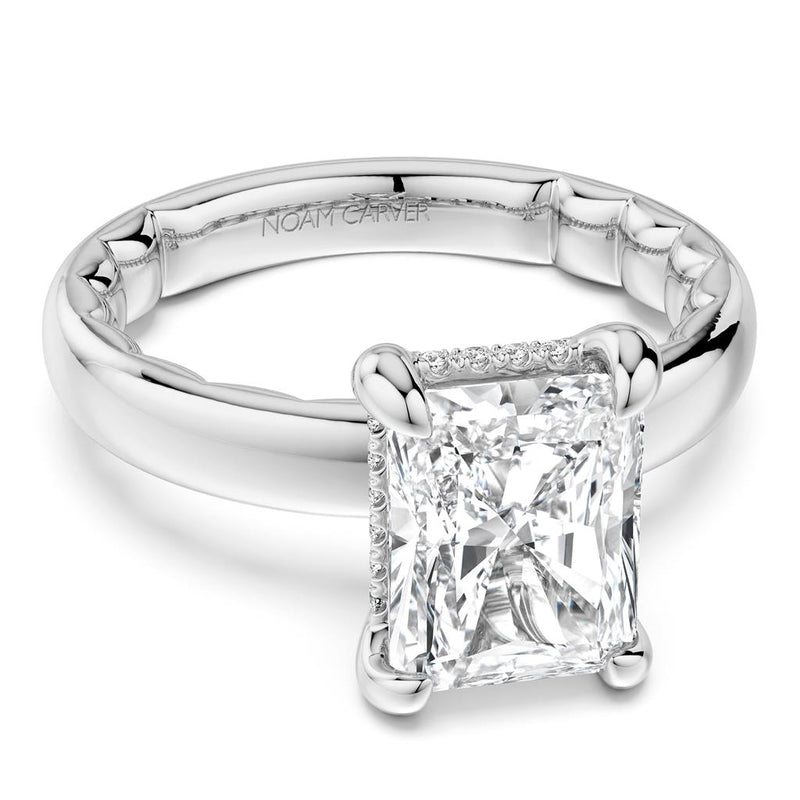Noam Carver 14k White Gold Luna Collection Cathedral Engagement Ring Setting