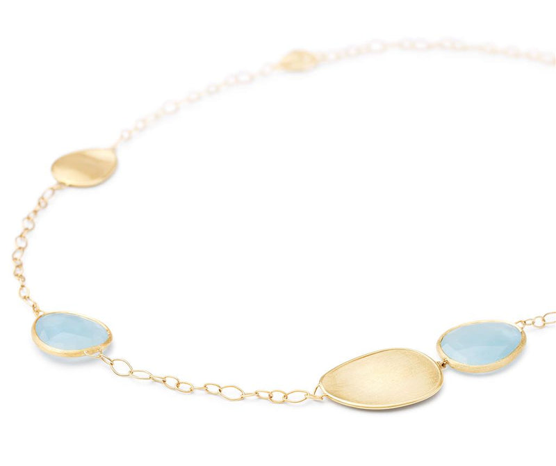 Marco Bicego 18k Yellow Gold Lunaria Color Aquamarine Station Necklace
