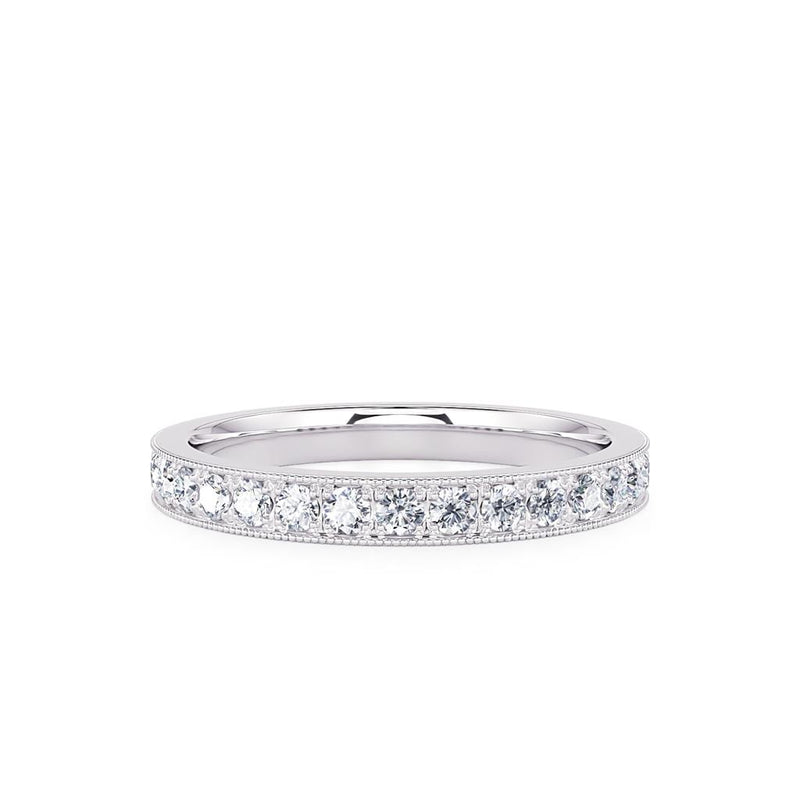 Davis Classics Women's 14k White Gold Vintage Inspired Diamond Band with Milgrain Detail