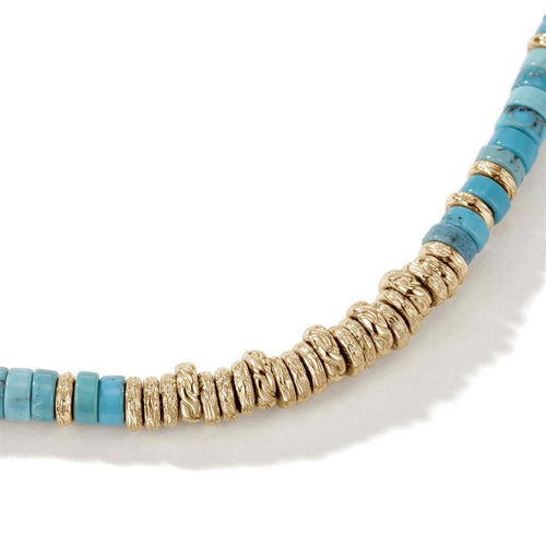 John Hardy 14k Yellow Gold Turquoise Heishi Bracelet