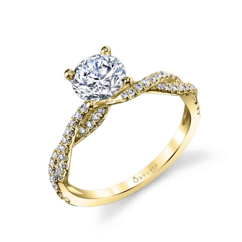 Sylvie 14k Yellow Gold Crossover Design Engagement Ring Setting
