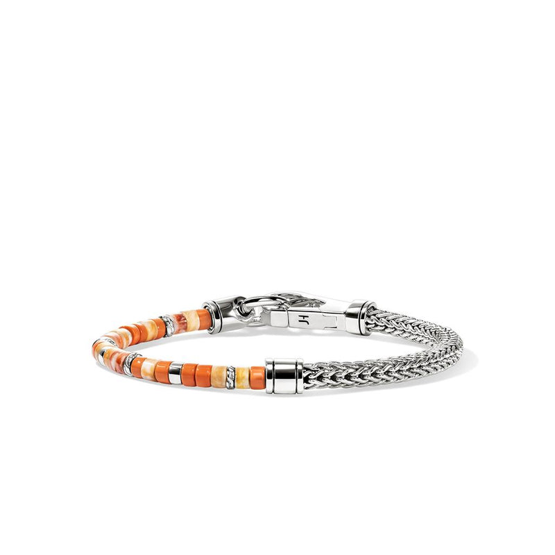 John Hardy Sterling Silver Heishi Enamel and Oyster Shell Bead Bracelet