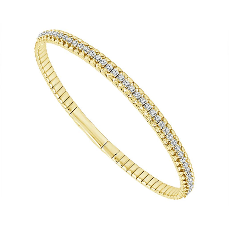 Davis Classics 14k Yellow Gold Flexie Collection Diamond Bangle Bracelet
