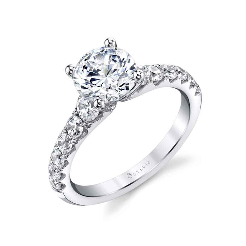 Sylvie 14k White Gold Classic Style Engagement Ring Setting