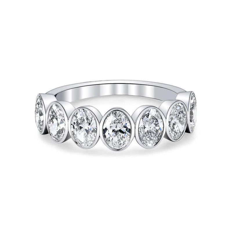 Davis Classics Women's 18k White Gold Seven-Stone Oval-Cut Diamond Band