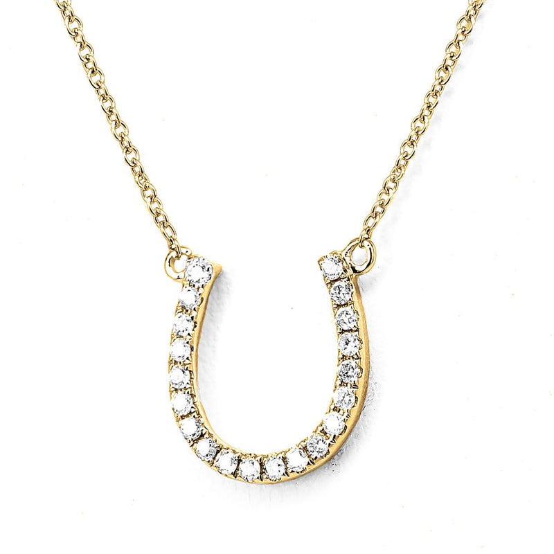 Davis Classics 18k Yellow Gold Diamond Horseshoe Pendant Necklace