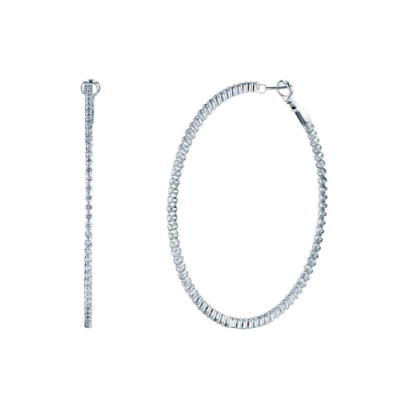 Davis Classics 18k White Gold Diamond Hoop Earrings