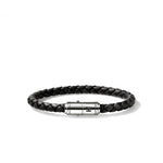 John Hardy Sterling Silver Woven Black Leather Bracelet