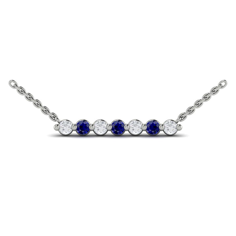 Vlora 14k White Gold Adella Collection Bar Necklace with Rubies and Diamonds