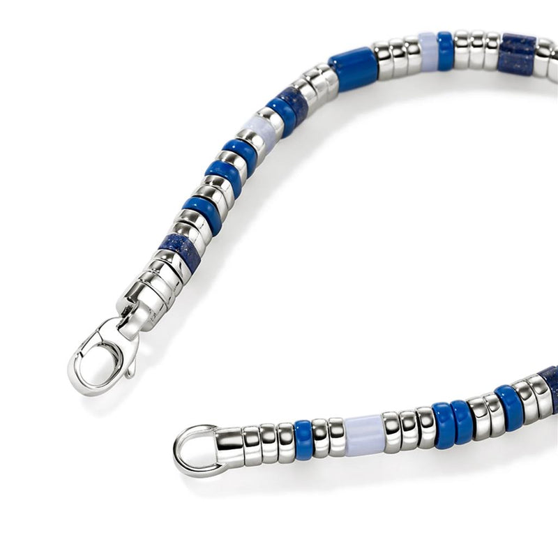 John Hardy Sterling Silver, Lapis Lazuli and Blue Lace Agate Colorblock Bracelet