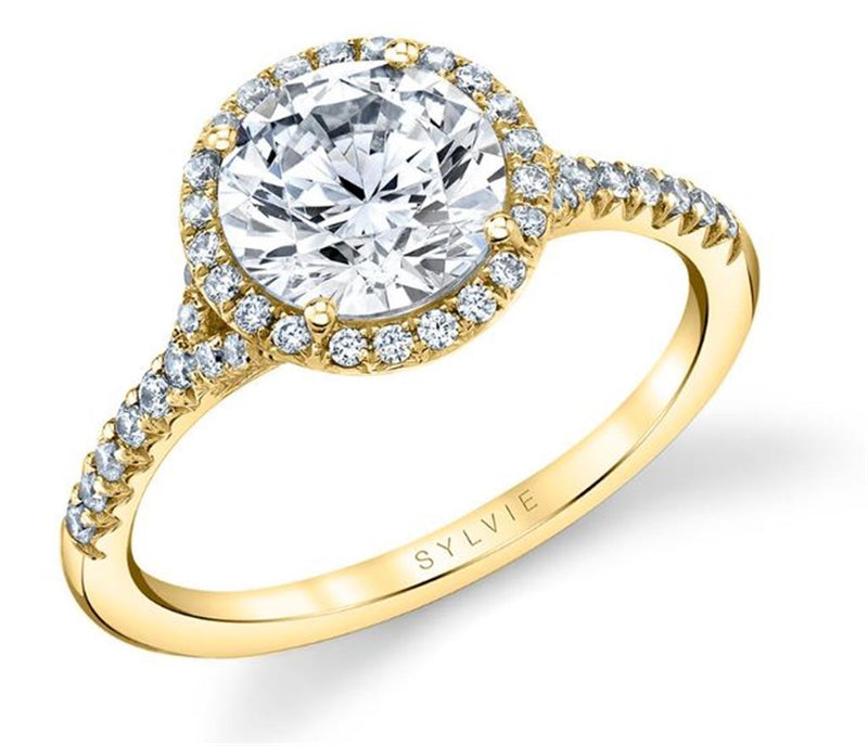 Sylvie 14k Yellow Gold Halo Design Engagement Ring Setting