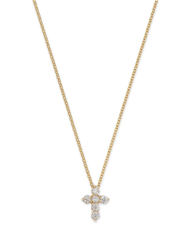 Davis Classics 14k Yellow Gold Diamond Cross Pendant Necklace