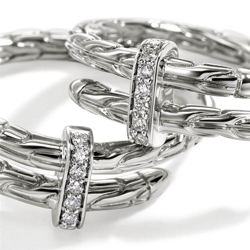 John Hardy Sterling Silver Diamond Spear Hoop Earrings