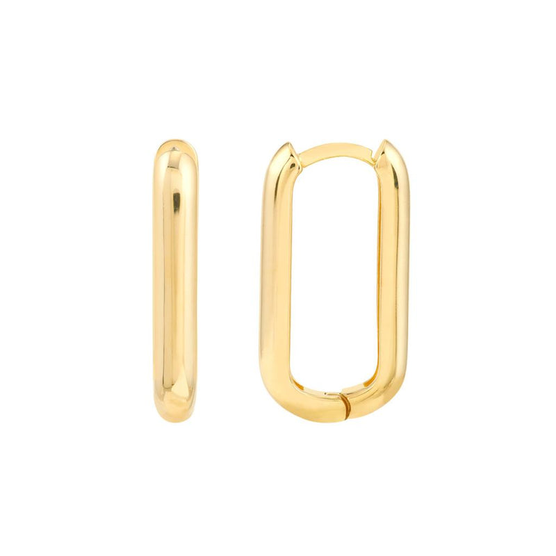 Davis Classics 14k Yellow Gold Oblong Mini Hoop Earrings