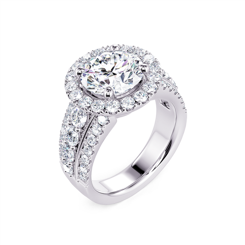 Davis Classics 14k White Gold Shadow Halo Design Semi-Mount