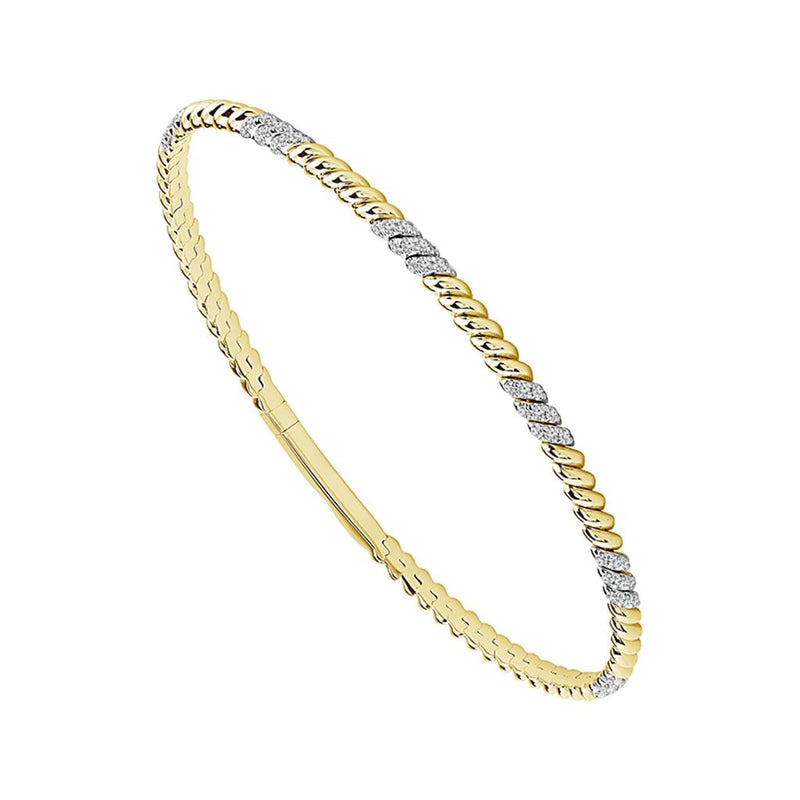 Davis Classics 14k Yellow Gold Flexie Collection Diamond Bangle Bracelet