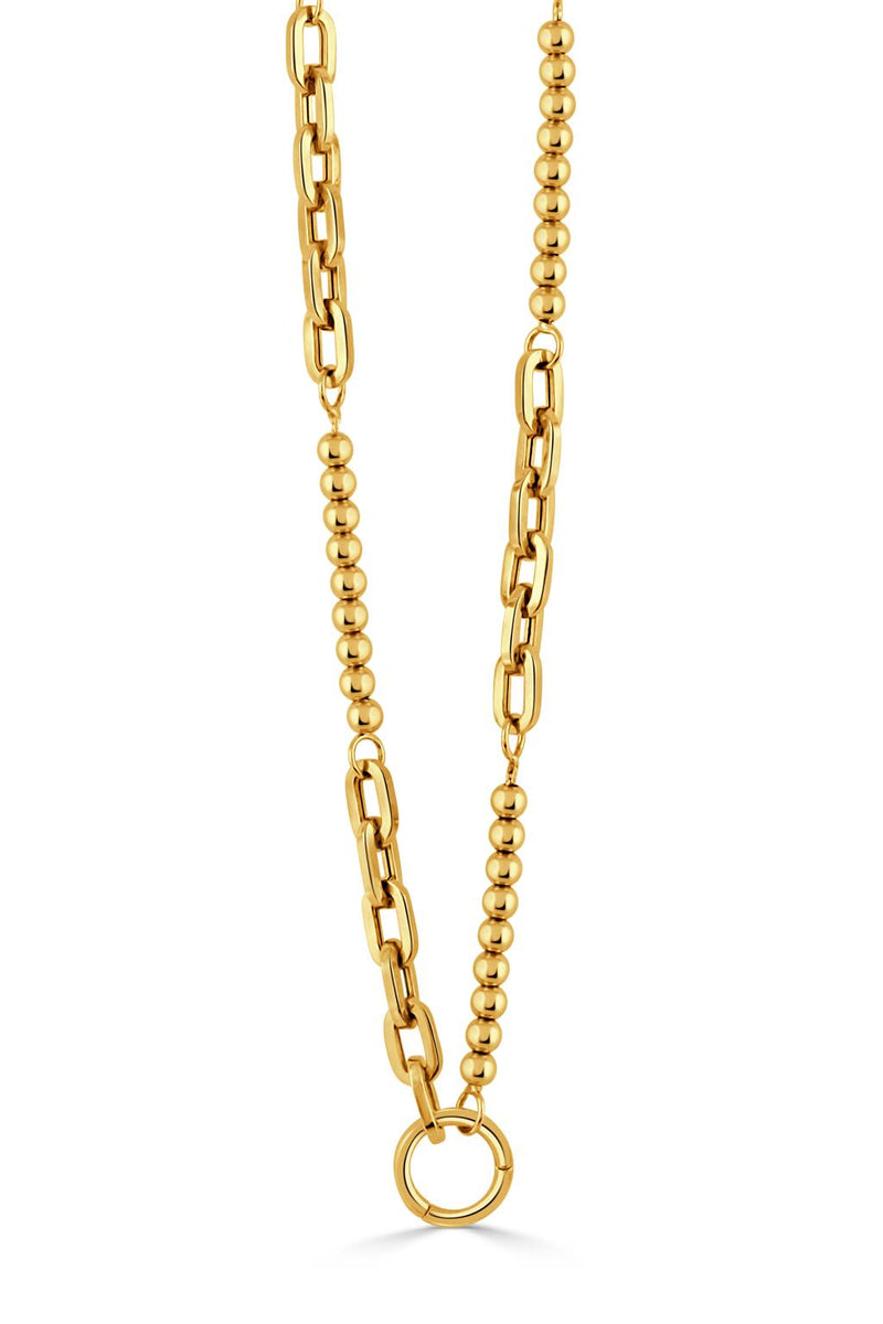 Doves 14k Yellow Gold Chain Collection Mixed Oval Link and Bead Chain