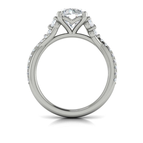 Vlora 14k White Gold Classic Collection Crossover Diamond Engagement Ring Setting