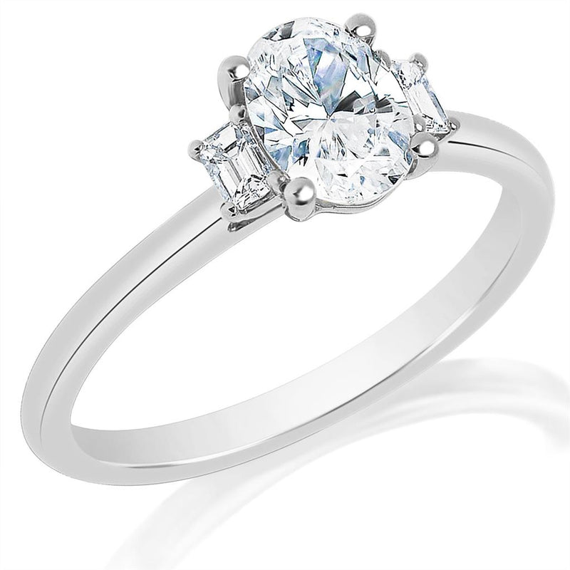 Davis Classics Three Stone Diamond Engagement Ring Setting in 14k White Gold