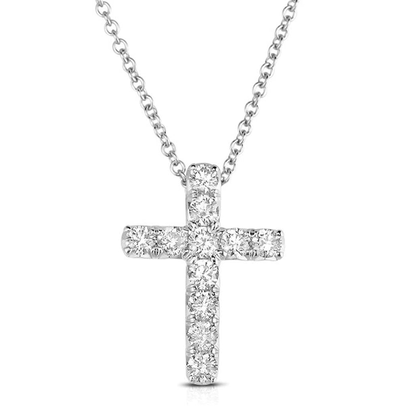 Davis Classics 14k White Gold Diamond Cross Pendant Necklace