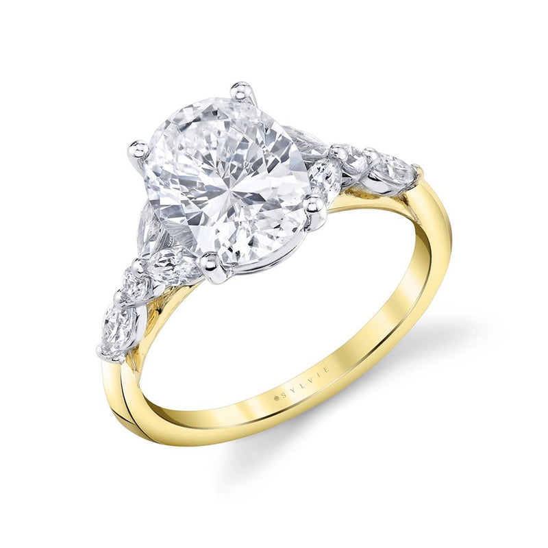 Sylvie 14k Yellow Gold Cathedral Design Engagement Ring Setting