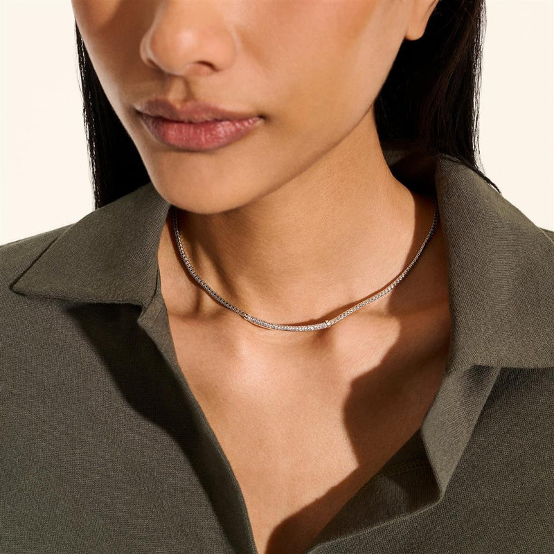 John Hardy Sterling Silver Essential Diamond Pavé Necklace
