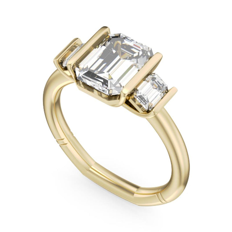 Noam Carver Three Stone Diamond Engagement Ring Setting in 14k Yellow Gold
