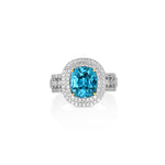 Yael 18k White Gold Cambolite and Diamond Double Halo Ring