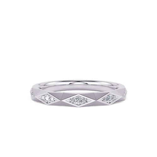 Davis Classics Women's 14k White Gold Station Inspired Stackable Diamond Band