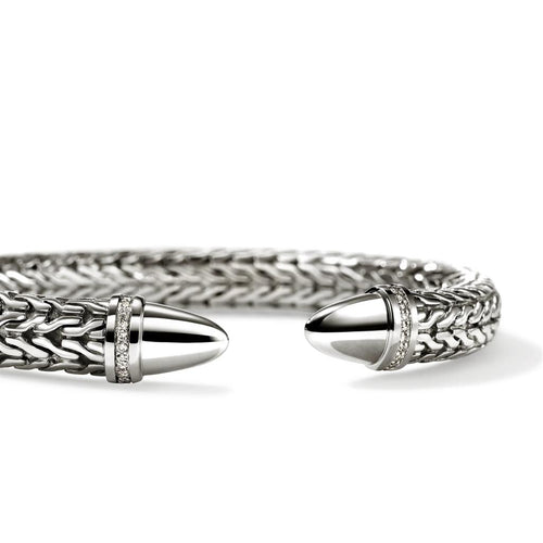 John Hardy Sterling Silver Spear 50 Flex Diamond Cuff Bracelet