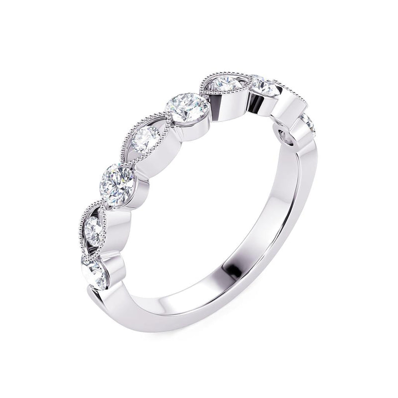Davis Classics Women's 14k White Gold Station Style Stackable Diamond Band