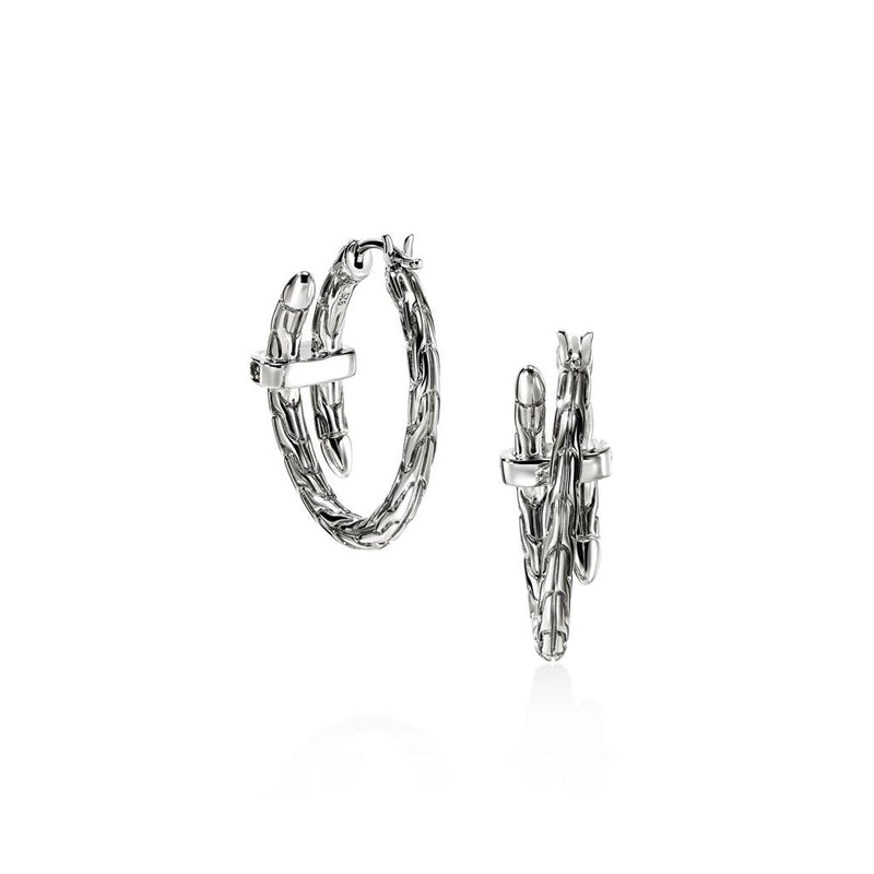 John Hardy Sterling Silver Black Sapphire Spear Hoop Earrings