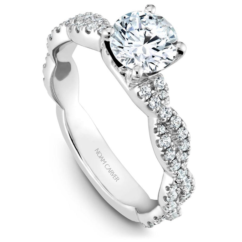 Noam Carver 14k White Gold Twist Design Engagement Ring Setting