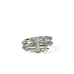 John Hardy Sterling Silver and 14k Yellow Gold Spear Triple Tier Diamond Ring