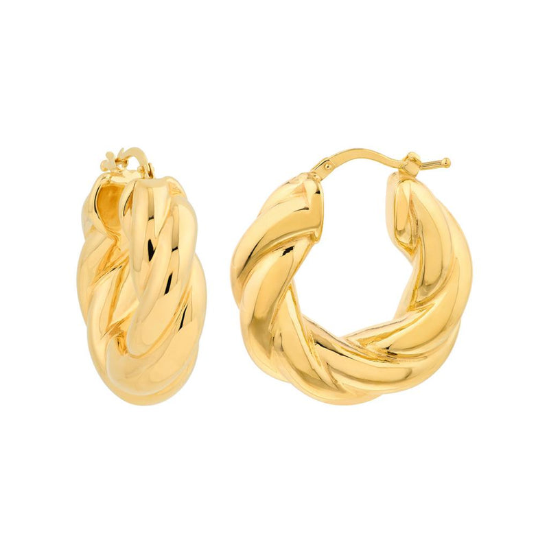 Davis Classics 14k Yellow Gold Twisted Hoop Puff Earrings