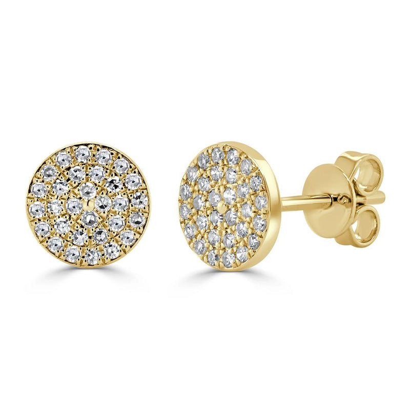 Davis Classics 14k Yellow Gold Diamond Disc Stud Earrings